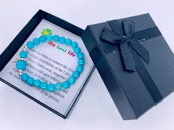 8mm Angel Bracelet with Box - Turquoise