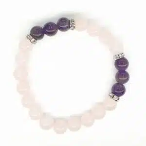 8mm Bracelet with Gift Box - Rose Quartz and Diamond