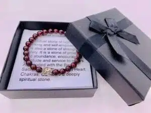 8mm Buddha Bracelet with Gift Box - Garnet