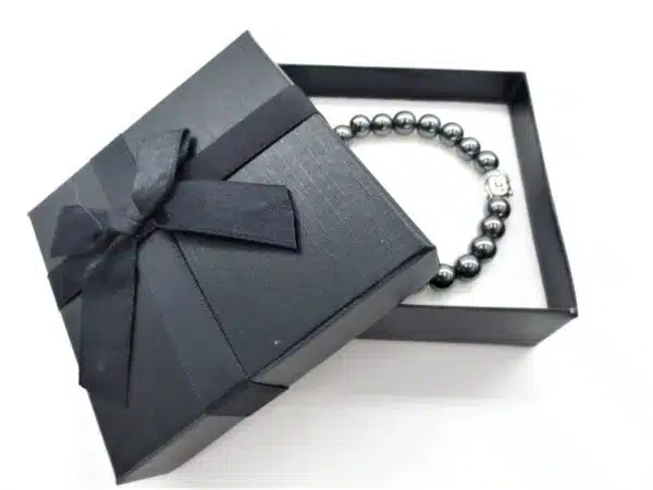 8mm Buddha Bracelet with Gift Box - Hematite