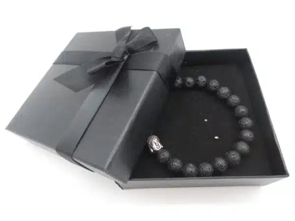 8mm Buddha Bracelet with Gift Box - Lava Stone