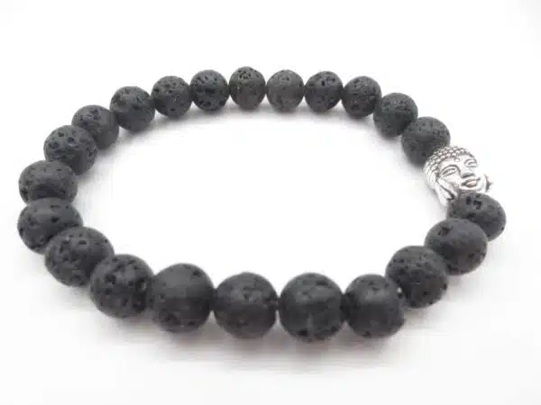 8mm Buddha Bracelet with Gift Box - Lava Stone