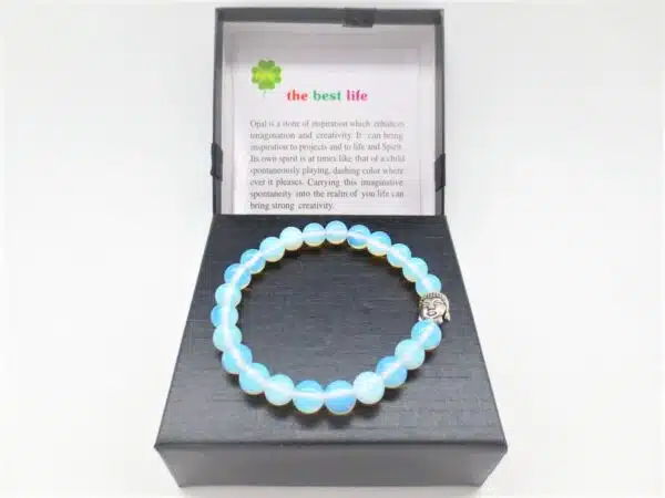 8mm Buddha Bracelet with Gift Box - Opal