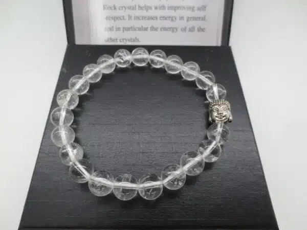 8mm Buddha Bracelet with Gift Box - Rock Crystal