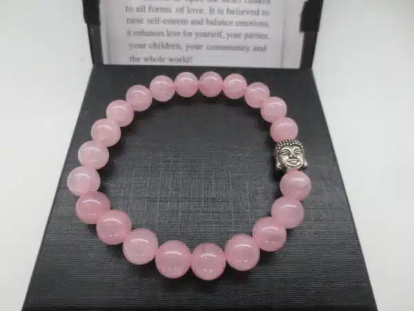 8mm Buddha Bracelet with Gift Box - Rose Quartz