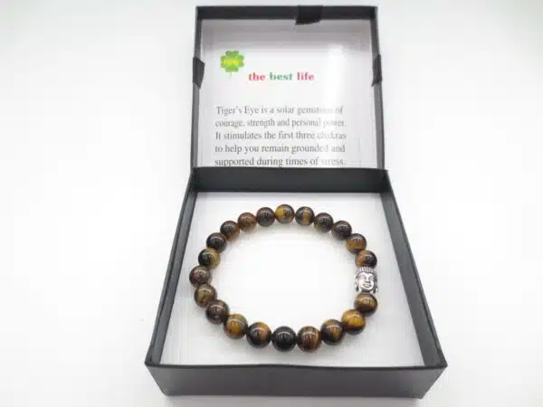 8mm Buddha Bracelet with Gift Box - Tiger Eye