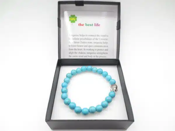 8mm Buddha Bracelet with Gift Box - Turquoise