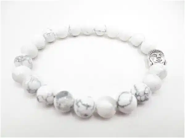 8mm Buddha Bracelet with Gift Box - White Howlite