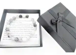 8mm Gemstone Bracelet with Gift Box - Black Hair Quartz