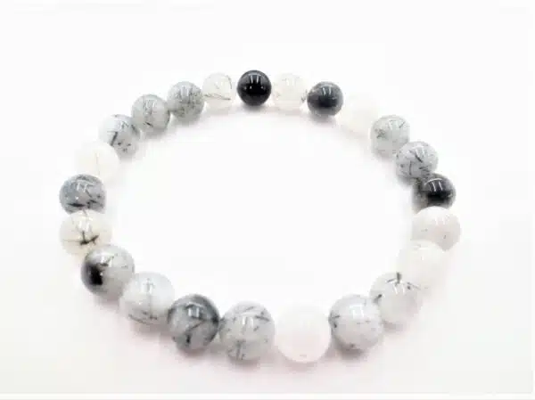 8mm Gemstone Bracelet with Gift Box - Black Hair Quartz