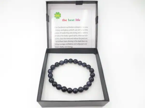 8mm Gemstone Bracelet with Gift Box - Blue Sandstone