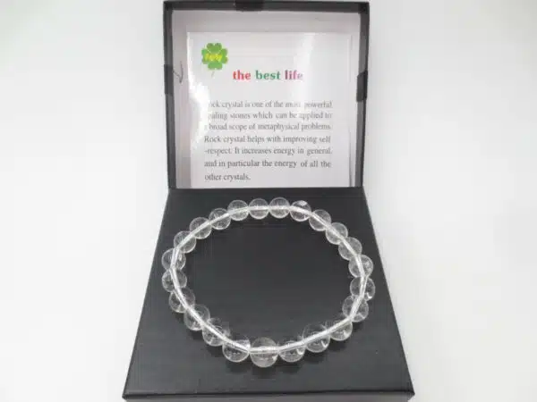 8mm Gemstone Bracelet with Gift Box - Rock Crystal