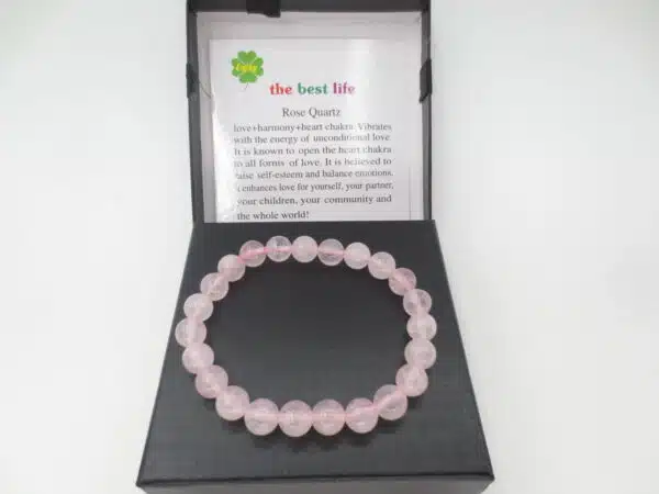 8mm Gemstone Bracelet with Gift Box - Rose Quartz