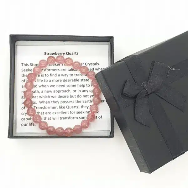 8mm Gemstone Bracelet with Gift Box - Strawberry Quartz