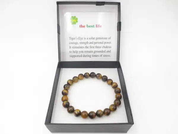 8mm Gemstone Bracelet with Gift Box - Tiger Eye