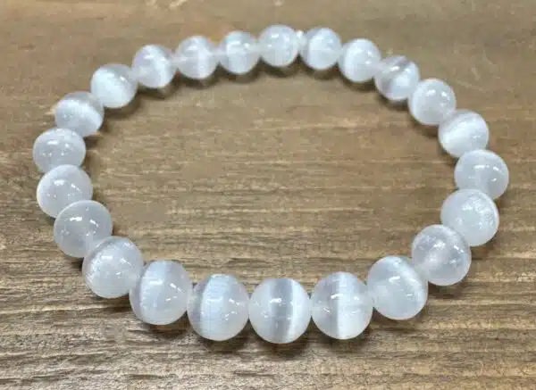 8mm Gemstone Bracelet without Gift Box - Selenite (AA quality)