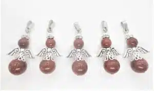 Angel gemstone pendant set (5pc) - gold stone