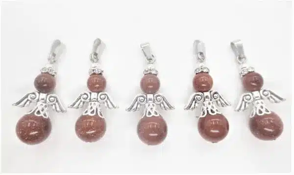 Angel gemstone pendant set (5pc) - gold stone