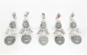 Angel gemstone pendant set (5pc) - labradorite