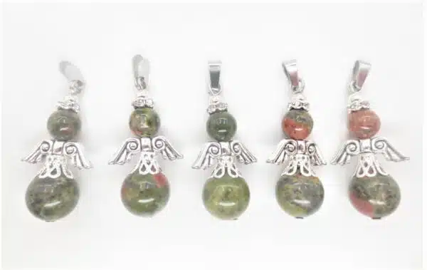 Angel gemstone pendant set (5pc) - unakite