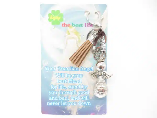 Angel 'luck' keychain light brown