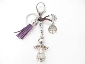 Angel 'luck' keychain purple