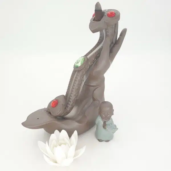 Backflow Incense Burner Yuni with Buddha and Lotus (0702-4)