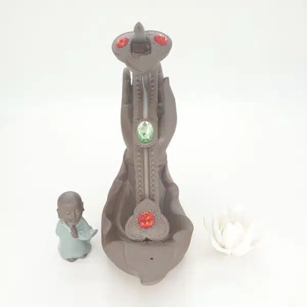 Backflow Incense Burner Yuni with Buddha and Lotus (0702-4)