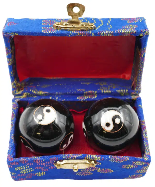 Black Meridian Balls with Ying Yang - 3.5cm