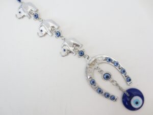 Blue Evil Eye Hanger with 3 Elephants Set of 6