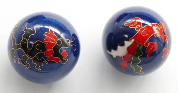 Blue Meridian Balls with 6 Yin Yang Symbols - 4 cm