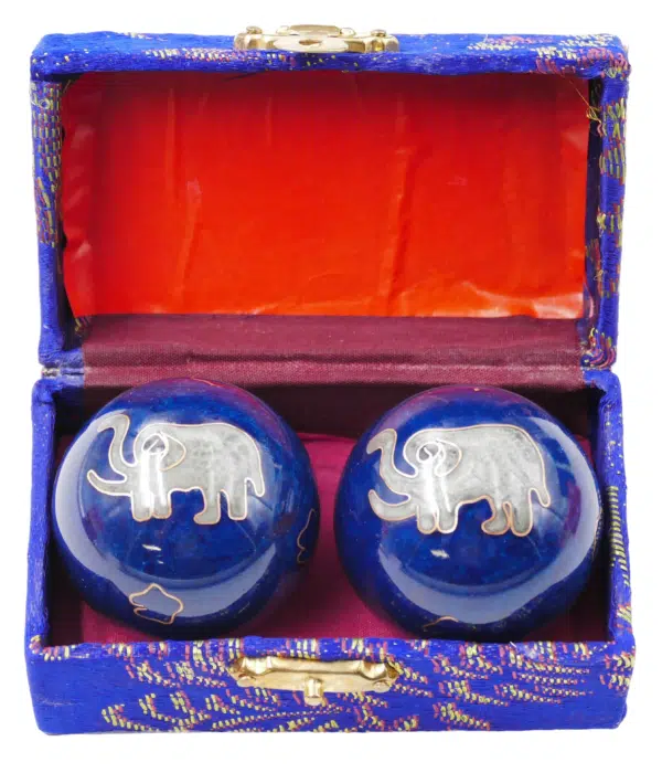 Blue Meridian balls with the Elephant Symbol - 4 cm