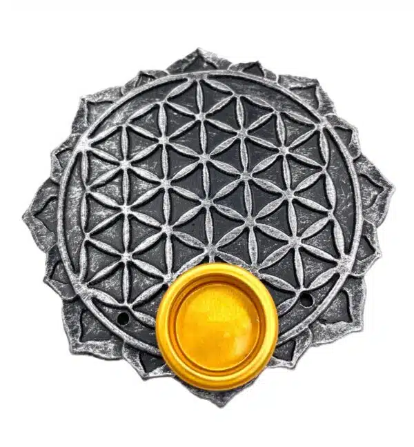 Flower of Life incense holder round silver (6pcs)