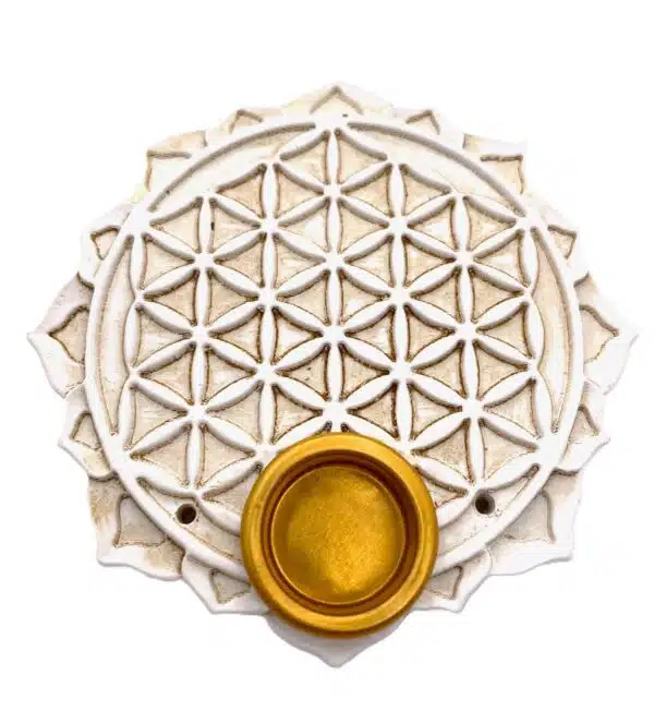 Flower of Life incense holder round white (6pcs)