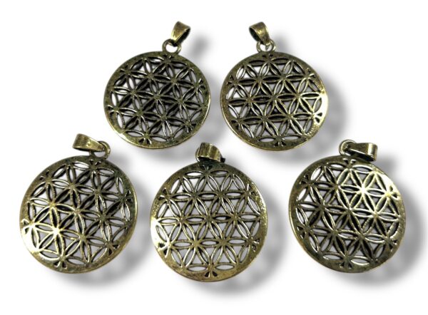 Flower of Life Pendant Set of 5 Bronze