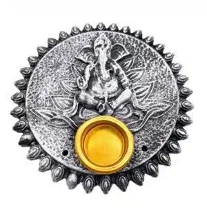 Ganesha incense holder round silver (6pcs)