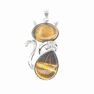 Gemstone Cat Pendant - Tiger eye