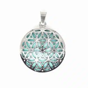 Gemstone Flower of Life Pendant - Turquoise