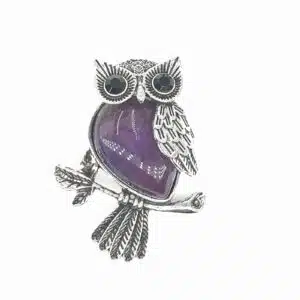 Gemstone Owl Pendant - Amethyst