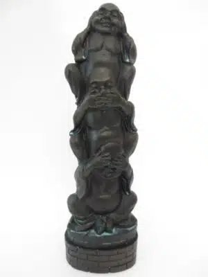 Hear, See, Speak No Evil Buddha Incense Tower black