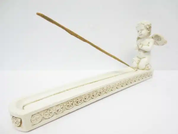 Incense holder cupid white