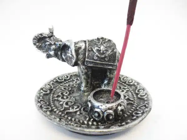 Incense holder silver elephant