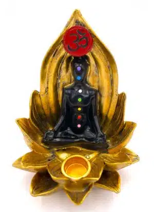 Lotus 7 Chakra Meditation OM incense holder gold