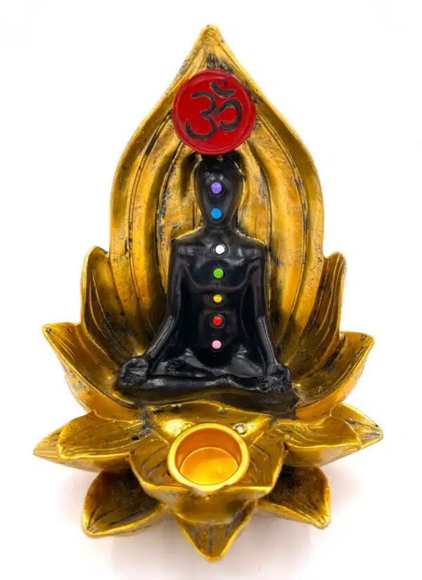 Lotus 7 Chakra Meditation OM incense holder gold