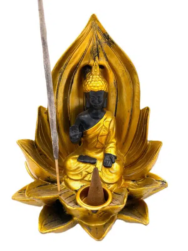 Lotus Tibetan Buddha incense holder gold