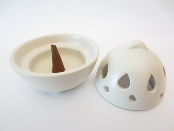 Small cone incense burner white