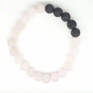 Wholesale - 8mm bracelet Rose Quartz with Lava stone and gift box