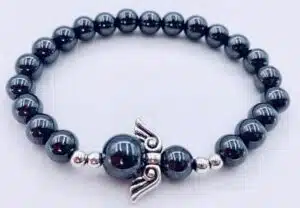 Wholesale Gemstone Bracelet - 8mm Hematite Angels Bracelet