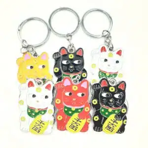 Wholesale - Lucky cat keychains Metal Colored