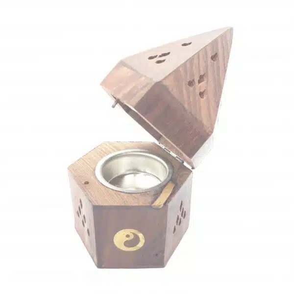 Wholesale - Wooden Pyramid cone burner Yin Yang (6pcs)